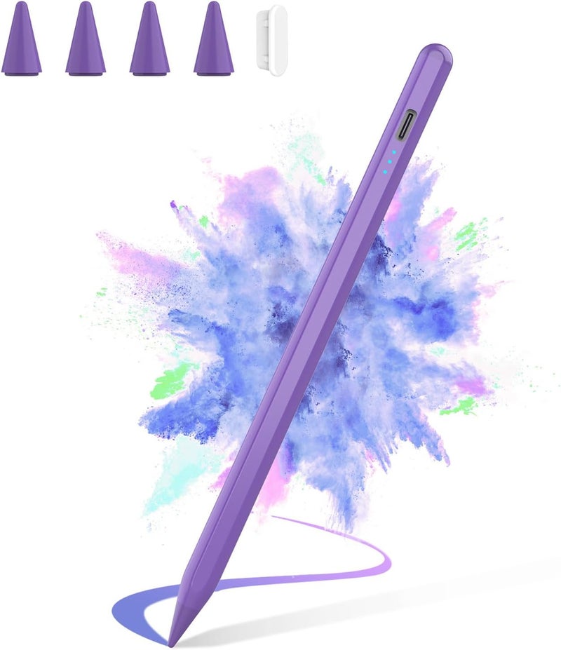 HZD Stylus Pen for iPad 2025-2018 Faster Charge Apple Pencil with Tilt Sensitivity & Palm Rejection & Magnetic Compatible iPad 11/10/9/8/7/6, Pad Air 3/4/5, Pro 12.9"/11", Mini 6/5, M2/M4 Purple - Image 1